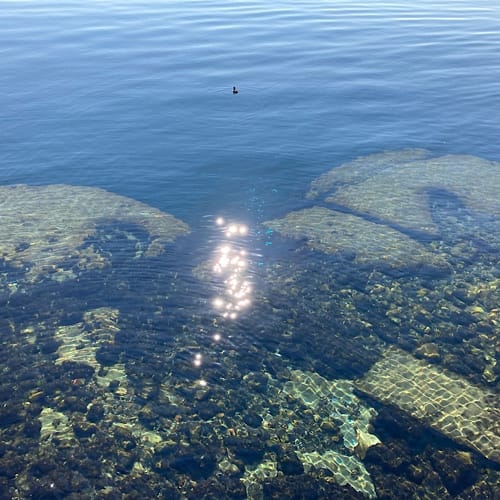 img_3638.jpg Klares Wasser mit Sonnenreflexion und Felsen unter Wasser