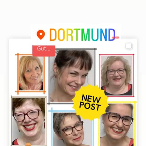 img 5498.png Collage aus sechs fröhlichen Frauen, Dortmund-Sticker